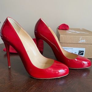 Christian Louboutin Red Dorissima 100 Patent Leather Pumps